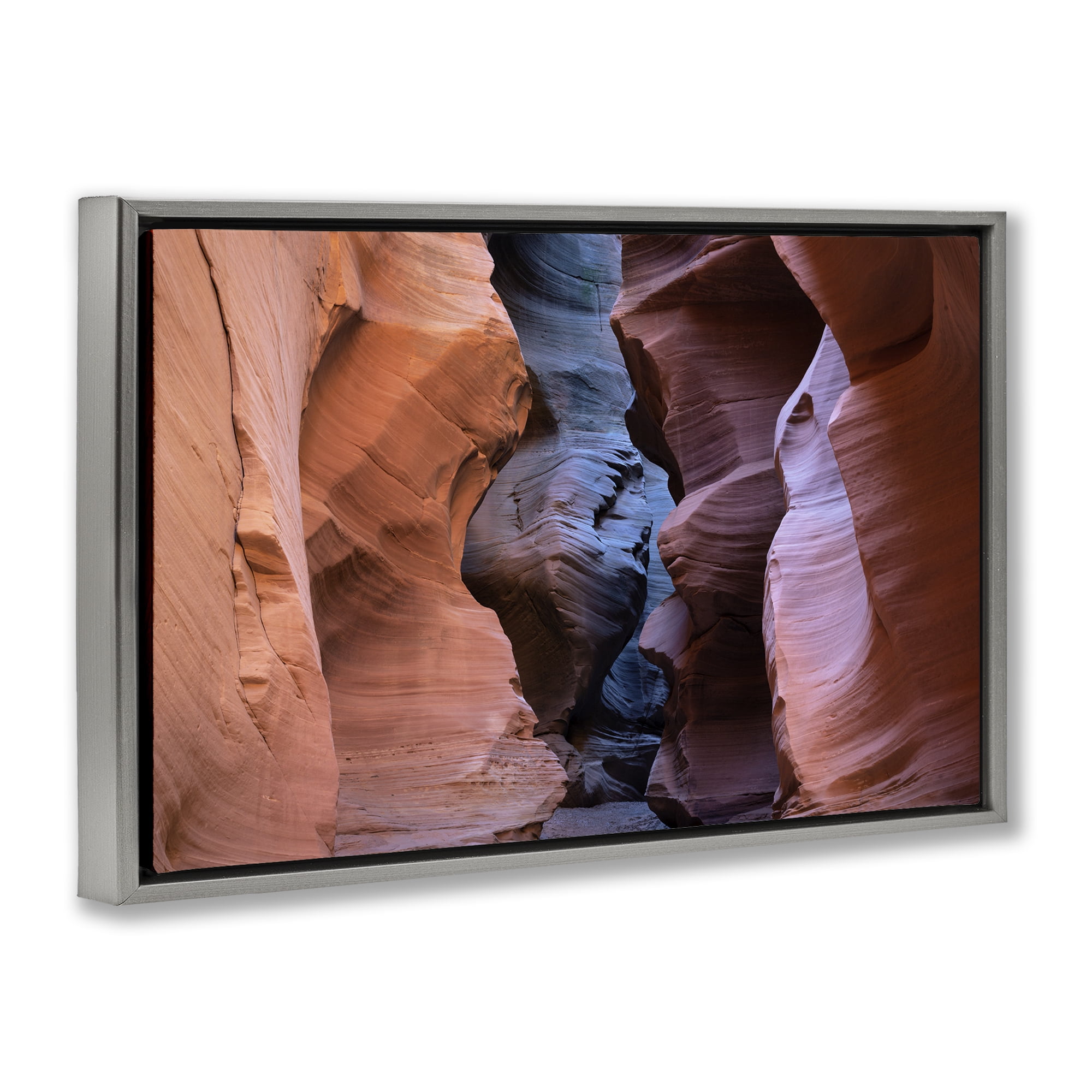 Stupell Industries Slot Canyon View Landscape Photography Gray Floater Framed Art Print Wall Art, 31 x 21