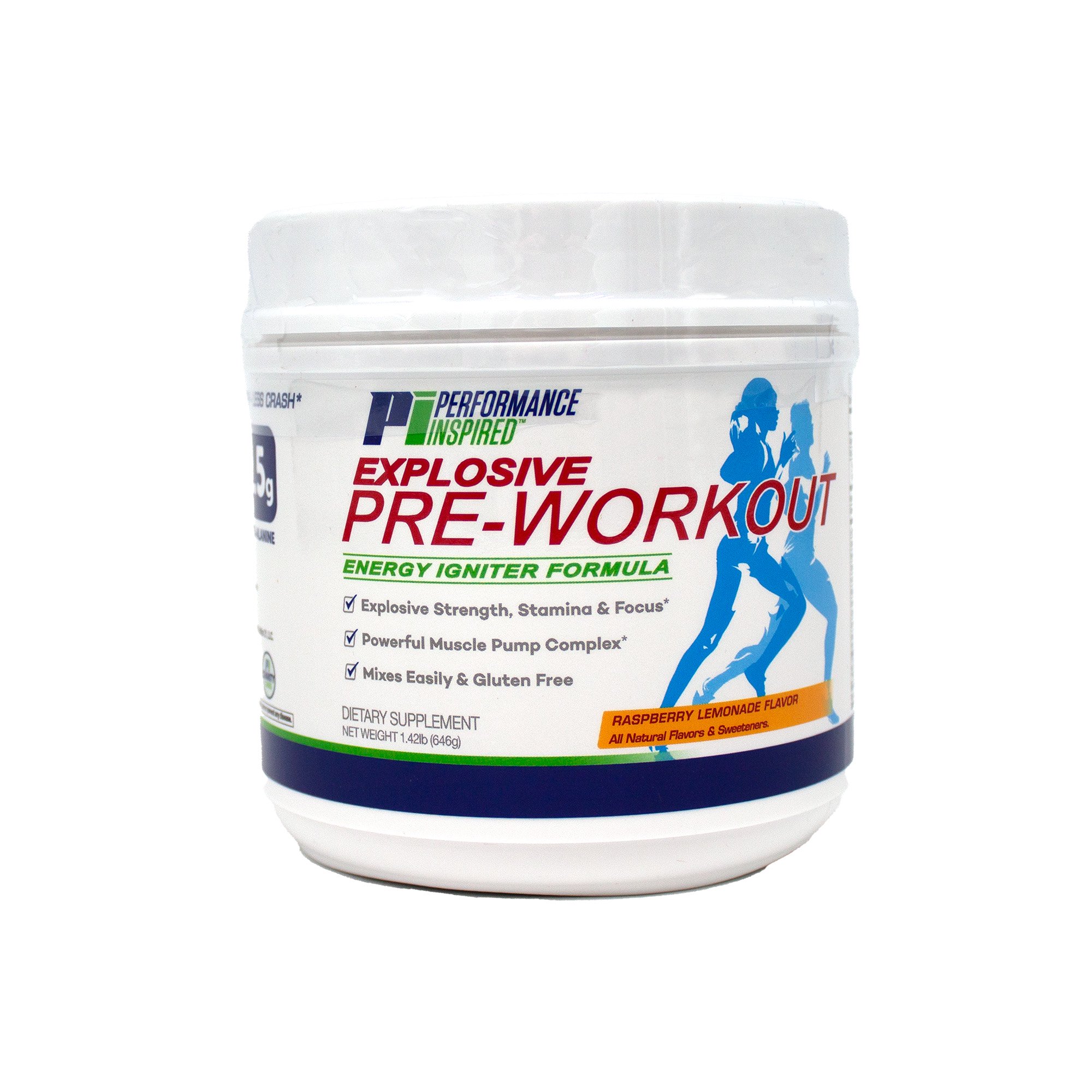 Performance Inspired Nutrition - Pre-Workout Powder - Citrulline - Nitrosigine - Green Tea - Arginine - Raspberry Lemonade - 32 Servings