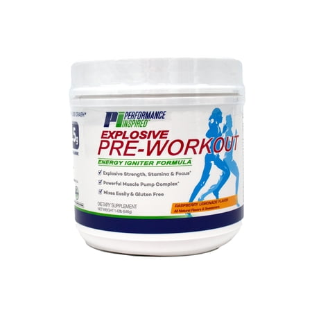 Performance Inspired Nutrition - Pre-Workout Powder - Citrulline - Nitrosigine - Green Tea - Arginine - Raspberry Lemonade - 32 Servings