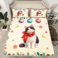 thumbnail image 2 of Homewish Cute Cat Animal Queen Sheet Sets for Teen, Cartoon Xmas Reindeer Flat Sheet, Western Winter Christmas Queen Fitted Sheet, Microfiber Bedroom Decor, 4-Piece, 2 of 7