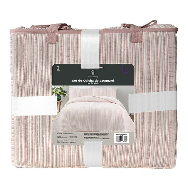Set de edrecolcha Home Trens Jacquard rosa 3 piezas king Size