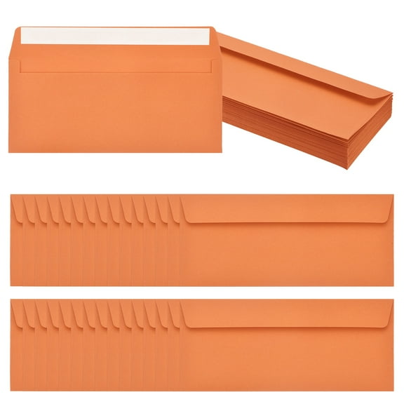 Uxcell 60 Pack Orange #10 Business Envelopes, Colored Self Seal Letter Size