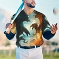 thumbnail image 5 of Easygdp Red And Blue Flame Wave Dragon Mens T-Shirts Baseball Vintage Fashionable Lightweight Casual Crew Neck Slim Fit with Long Sleeves-4X-Large, 5 of 7
