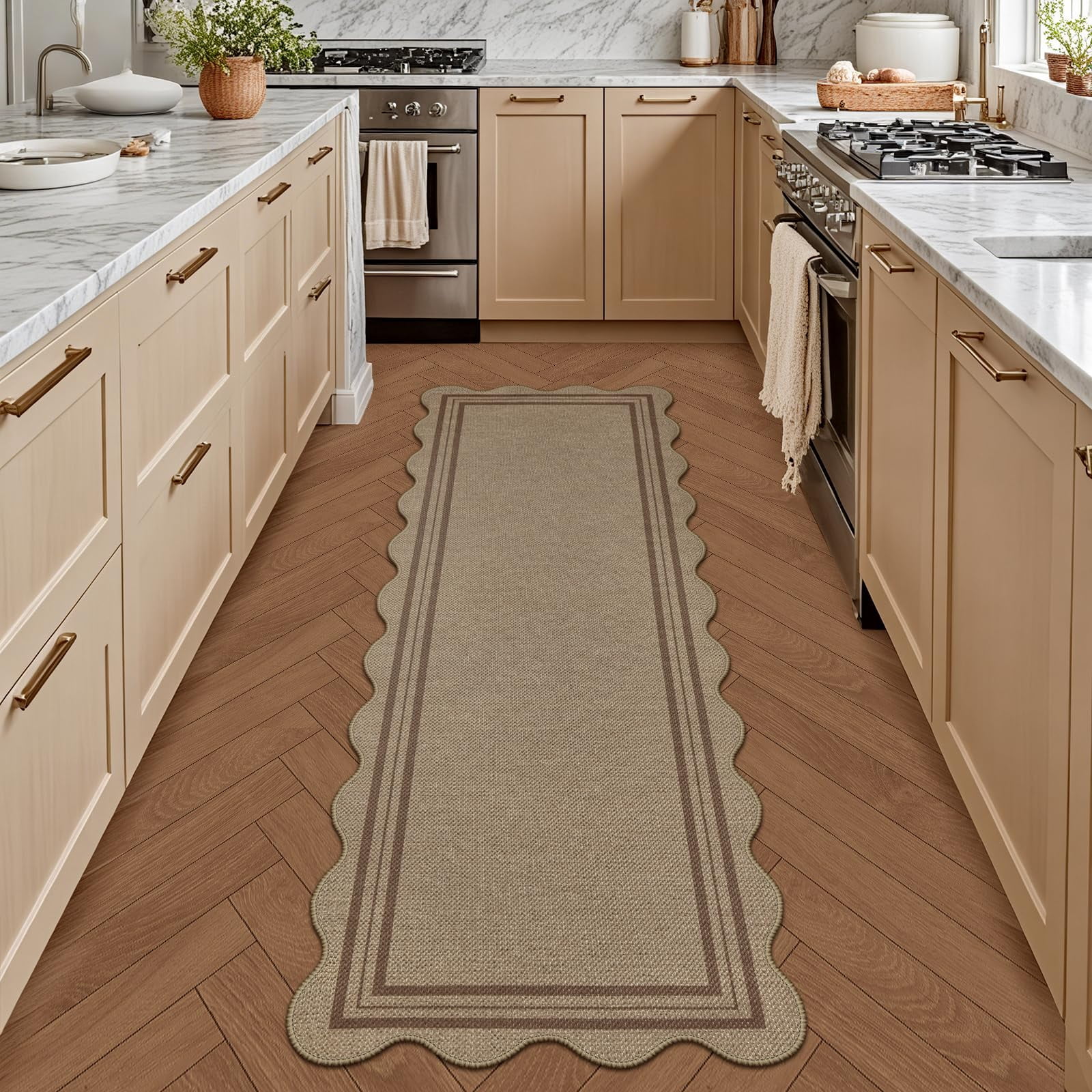 Modern Easy Jute Rug  2x6 Kitchen Runner Washable Runners For Hallways Farmhouse Carpet Non Slip Indoor Outdoor Contemporary Door Mat Porch Laundry Entryway