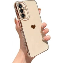 Compatible with Samsung Galaxy A14 5g 6.6” Phone Case Luxury Plating Cute Elegant Love Heart Cover with Camera Protection Soft Silicone Shockproof Electroplated Bumper for Women Girl (White)