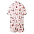 thumbnail image 5 of Pajama Set Women Trendy Easter Short Sleeve Button Shirt Shorts Womens Pjs,Red,L, 5 of 9