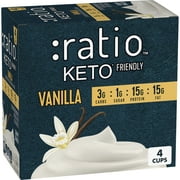 Ratio Yogurt Cultured Dairy Snack, Vanilla, 1g Sugar, 1 LB 5.2 OZ (4 Cups)