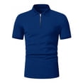 thumbnail image 4 of BangWanChi Men's Quarter Zip Lapel Collar Shirts Top Fashion Mens Short Sleeve Casual Patchwork T-Shirts for Daily Wear, 4 of 5