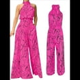 thumbnail image 3 of Elegantes para Mujer, para Fiestas de Noche, Invitadas de Boda, Grandes, Sin Mangas, Pantalones Largos de Pierna Rosa XL, 3 of 5
