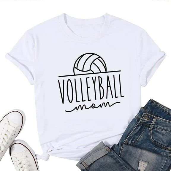 Volleyball Mom T-Shirt for Women – Funny Sports Graphic Tee, Proud Mom Game Day Athletic Top