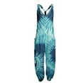 thumbnail image 2 of Women's Casual Camo Tie-Dye Jumpsuits, Loose Sleeveless Adjustable Strap Overall Rompers with Pockets Blue 2XL, 2 of 3