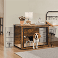 thumbnail image 2 of Yaheetech 37.8" W Industrial Dog Crate Furniture with Anti Skid Plush Mat, Rustic Brown, 2 of 11