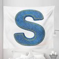 thumbnail image 1 of Letter S Tapestry, Retro Style Denim Letter Character on White Background Conceptual Typography, Fabric Wall Hanging Decor for Bedroom Living Room Dorm, 5 Sizes, Blue Yellow, by Ambesonne, 1 of 1