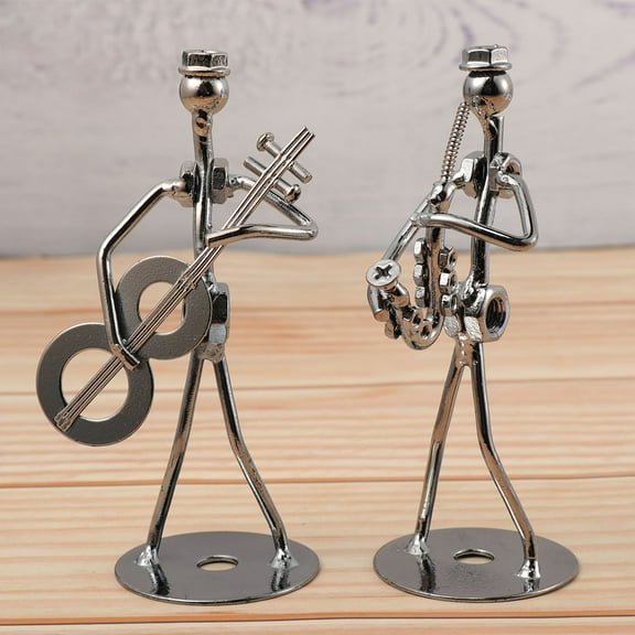 IBASETOY 4Pcs Iron Musician Figurine Home Decor Living Room Ornaments 11.8x2.2x2.2in