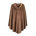 thumbnail image 5 of YYDGH Winter Cape for Women Warm Cloak with Hood Vintage Wool Blend Poncho Cape Jacket Brown L, 5 of 5