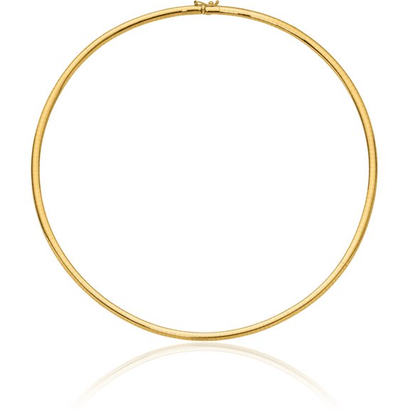 14K Solid Yellow Gold 4mm Cubetto Omega Snake Chain Herringbone Necklace