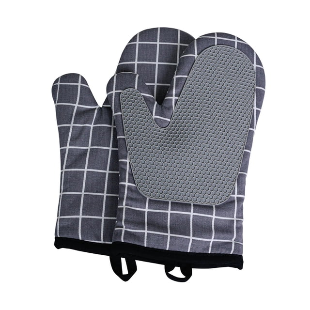 Gants de Four Résistants à la Chaleur Faciles à Utiliser Mitaines de Four en Silicone à Suspendre et à Raccorder pour Gris