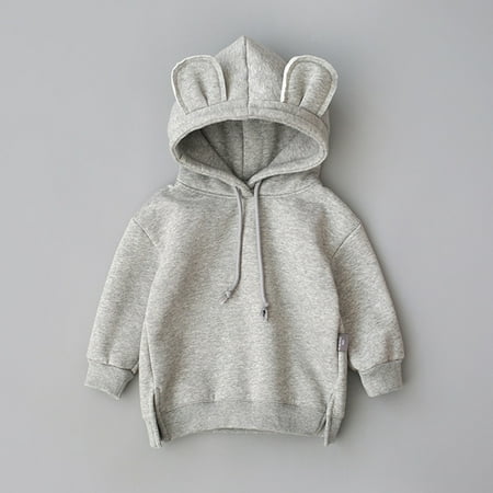 

Augper Baby Girls Outerwear Jackets & Coats Fall Winter Clearance Toddler Baby Kids Boy Girl Hooded Cartoon 3D Ear Hoodie Sweatshirt Tops Clothes Gray