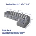 thumbnail image 2 of 131.1 Inch Chenille Sectional Sofa Set With 10 Pillows, Modern L Shaped Curved Couch For Living Room, Right Chaise Fabric Corner Sofa, No Assembly Required, 2 of 9