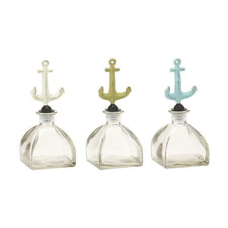 Gorgeous Glass Metal Stopper Bottle 3 Assorted