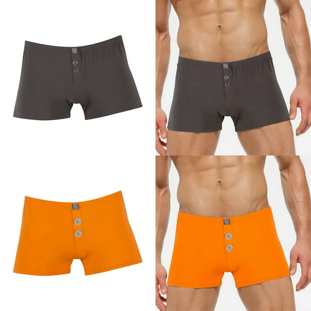 Mens Underwear Boxer Briefs Covered Band Multipack Breathable Microfiber Trunks Underwear Mens Underwear Boxer Orange L