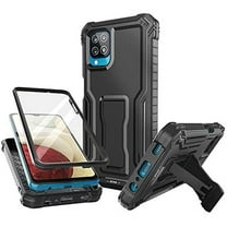 FITO For Samsung Galaxy A12 Case, Phone Case with Screen Protector and Kickstand (Black)