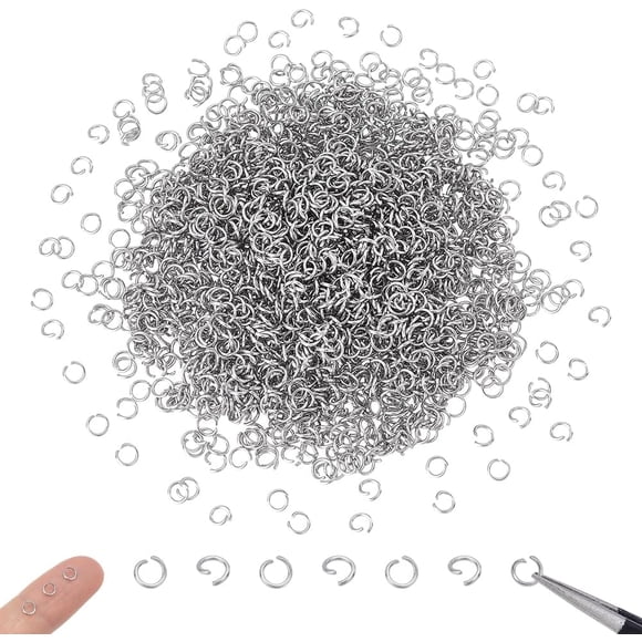 2000Pcs Stainless Steel Open Jump Rings 4mm Mini Jump Rings Round Ring Metal Connectors Ring for Jewelry Making and Earring Bracelet Necklace Pendant Accessories