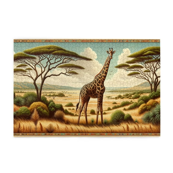 1000 PCS Giraffe In The African Savanna - 1000 Piece Animal Jigsaw Puzzles,Ideal For Relaxation And Family Fun,Enjoy The Puzzle Solving Process,Modern Art Animal Wooden Puzzle For Adults