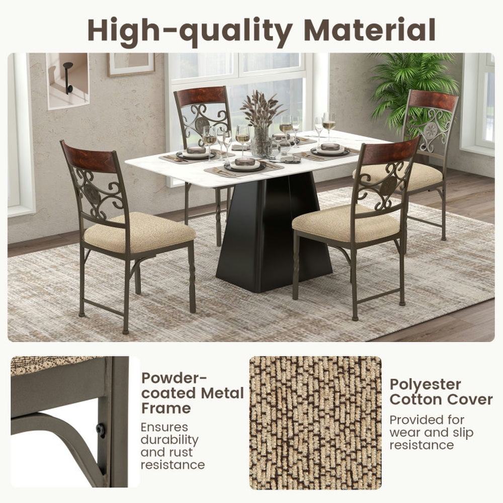 Demi Bonn Set of 2 Dining Room Chairs Armless Kitchen Dining Chairs Set with Seat Cushion, Brown