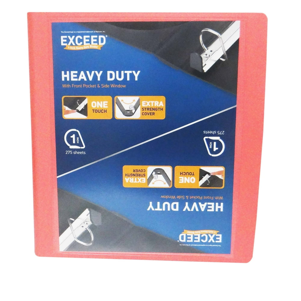 Exceed 3Ring Heavy Duty Binder, 1” Coral Bell, Slant Ring
