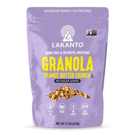Lakanto Peanut Butter Granola Crunc - Quick Breakfast Cereal, Monk Fruit Sweetner and Erythritol, No Sugar Added, Vegan, Gluten Free, Grain Free, Keto Diet Friendly ( Peanut Butter 11 oz)