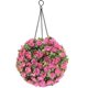 thumbnail image 1 of Pink LED Lighted Floral Topiary Ball for Decor Solar Hanging Plants Lamp, 1 of 5