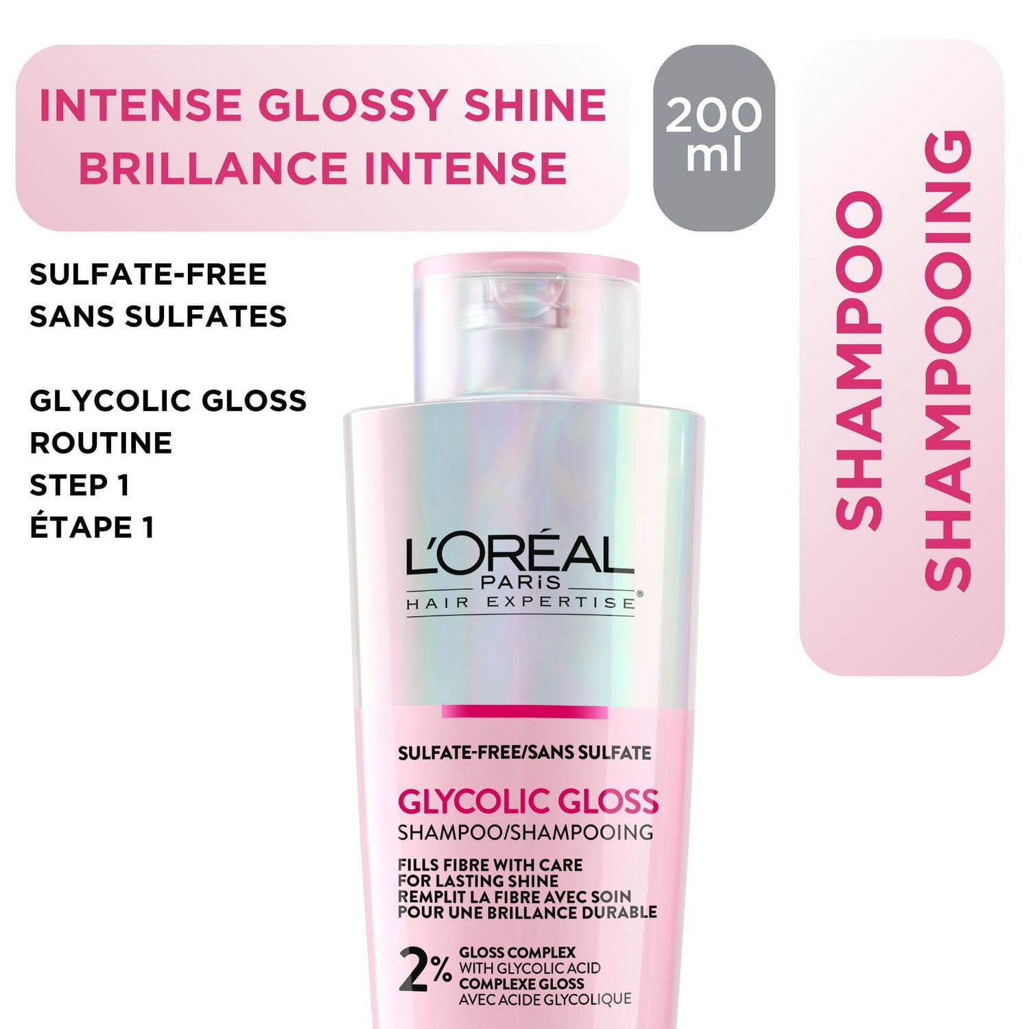 Shampooing Hair Expertise Glycolic Gloss, 200ml Rehausse la brillance et la douceur