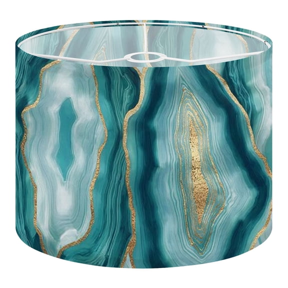 Linen Drum Lampshades Agate Marble Texture Gold Teal Abstract cool texture for 13"x13"x10" Light Shade for Table Lamps Floor Lamps Drum Lamp Shades Lampshade Replacement Assembly Required