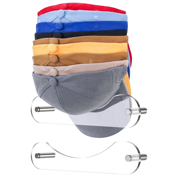 NiHome 2 Pcs Wall Mount Acrylic Hat Rack Organizer for Baseball Caps,Space-Saving Storage for Closets, Entryways, Living Rooms, Bedrooms,Sturdy Rack with Unique Floating Display for Various Hat Sizes