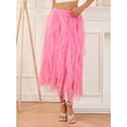 thumbnail image 4 of Yunliwuli Women Long Skirt, Elegant High Waist Irregular Solid Tulle Skirt Summer Skirt for Party, 4 of 10