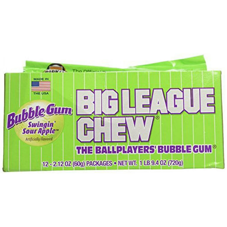 Big League Chew Bubble Gum, Sour Apple - 2.12 oz pouch