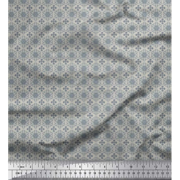 Soimoi Cotton Cambric Fabric Leaves & Floral Shirting Print Sewing Fabric Yard 56 Inch Wide