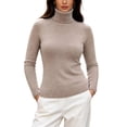 thumbnail image 3 of Womens Turtleneck Tops Raglan Knit Sweater Long Sleeve Slim Fit Solid Color Soft Layering Pullover Top for Office Business Casual, 3 of 8