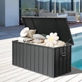 thumbnail image 2 of Olurrisa 190 Gallon Metal Deck Box, Waterproof Steel Outdoor Box, Large Patio Furniture Storage Cabinet for Porch Package Delivery, Pillows, Cushions, Pool, Tools, Backyard, Grey, 2 of 7