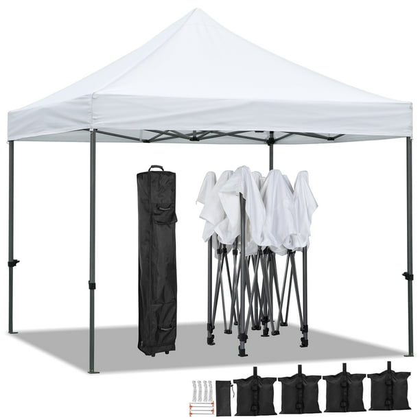 Easyfashion Pop-up Waterproof 10' x with Frame and Roller Bag, White Walmart.com