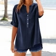thumbnail image 4 of Kaemgyyd Womens Summer Tops Breathable Rolled up Long Sleeve Tunic Shirts Spring Fashion Blouses Beach Vacation Clothes, 4 of 7
