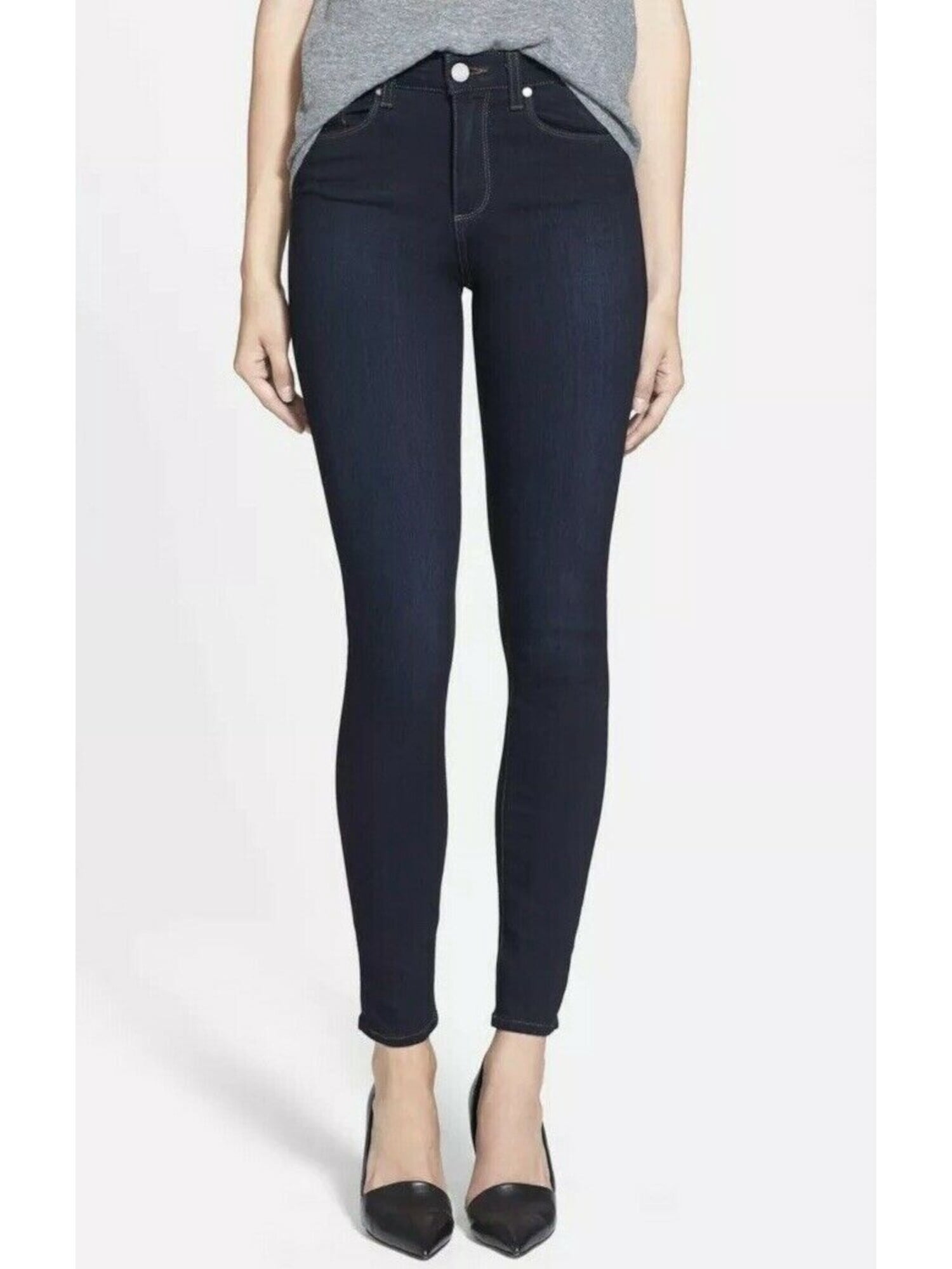 PAIGE DENIM Womens Navy Denim Skinny 