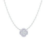 FIFTH AND FINE Clover 1/20 Cttw Natural Diamond Pendant Necklace set in 925 Sterling Silver
