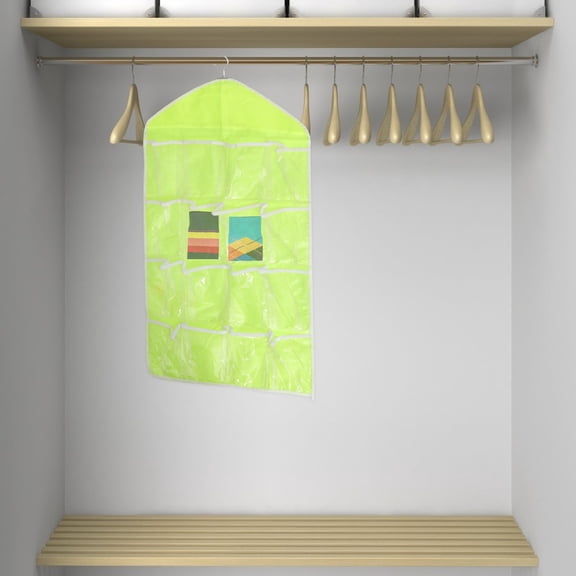 WHAMVOX 16 Pockets Over Door Hanging Storage Bag Case Organizer Wall Door Hanger Closet Underwear Socks Bra Storage Organizer Sundries Holder (Green)