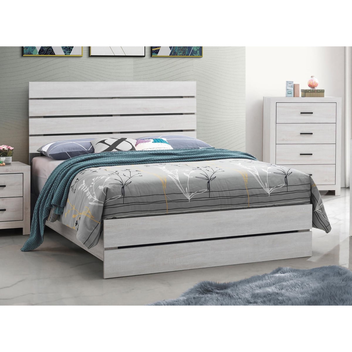 Sandy Beach Queen Panel Bed with High Headboard Black