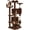 Brown(54in), variant on Alpinel 54in Gothic Cat Tree, Multilevel Indoor Halloween Cat Tower | Activity center with cute kitten-ear perch, scratching posts, 2 kittens caves, black/pumpkin orange halloween decor