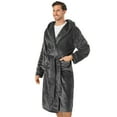 thumbnail image 3 of PAVILIA Mens Robe, Hooded Bathrobe for Men, Fleece Grey Robe for Men with Hood, Plush Long Male Robe with Pockets, Satin Trim - Gray, 3 of 8