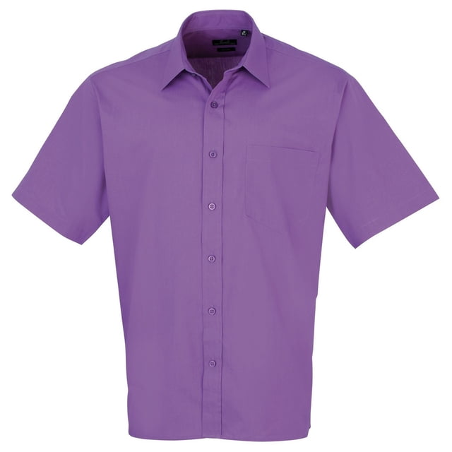 Premier Mens Short Sleeve Formal Poplin Plain Work Shirt