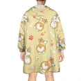 thumbnail image 2 of Corgi Dog and Footprints Wearable Oversized Blanket,Wearable Blanket Hoodie for Adults,Cozy Hooded Blankets with Super Pockets,Super Warm Fuzzy Pullover for Women & Men, 2 of 6